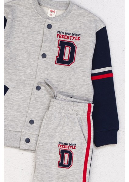 Dmb D Harfi Baskılı Hırkalı Erkek Takım - Gri