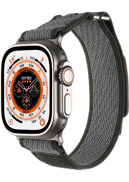 Apple Watch Uyumlu Ultra 49MM Hasır Kordon KRD-106 Strap Kayış-Siyah-Gri