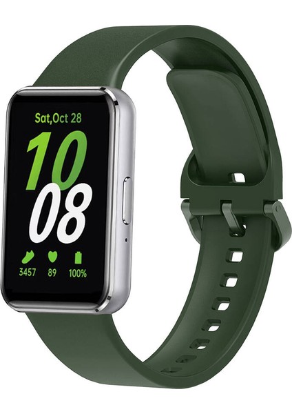 Galaxy Fit 3 Silikon Kordon KRD-110 Strap Kayış-Koyu Yeşil