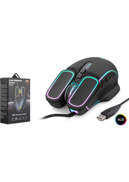 Bomber G350 Oyuncu Mouse Kablolu 6400 Dpı Rgb 1.5m