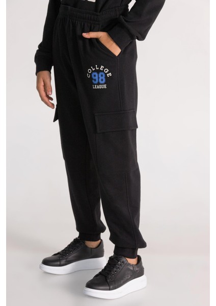 Dmb College Yazılı Eşofman Altı - Siyah