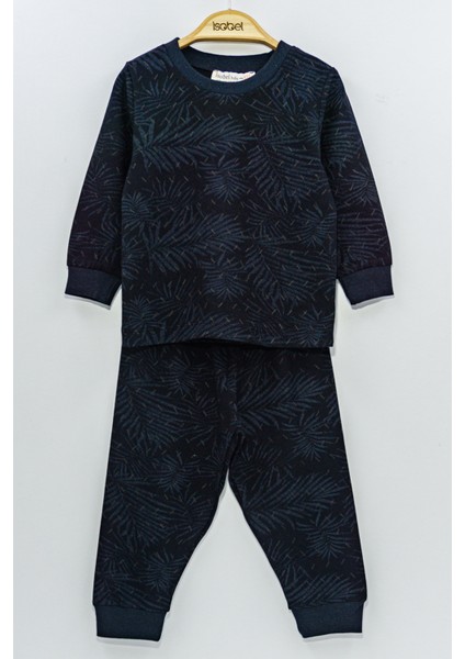 Palmiye Desenli Erkek Pijama Takımı - Siyah