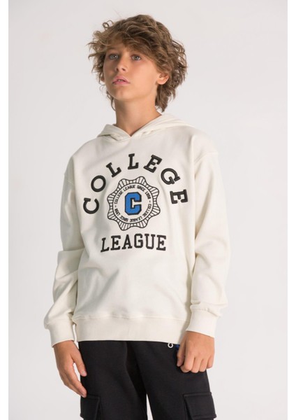 Dmb College Yazılı Erkek Sweat - Krem