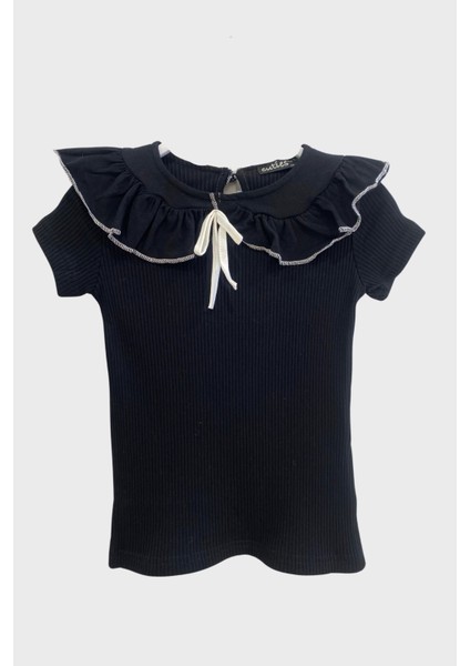 Önü Bağlamalı Kız Badi - Siyah