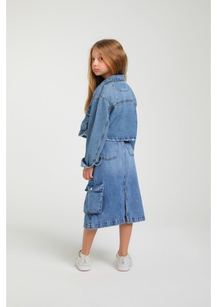 Cepli Kız Kot Ceket - Mavi modelleri