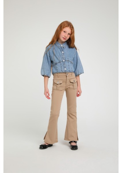 Escabe Denim Kız Gömlek - Mavi