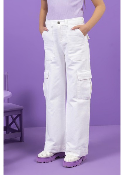 DMB Kargo Kız Kot Pantolon - Beyaz
