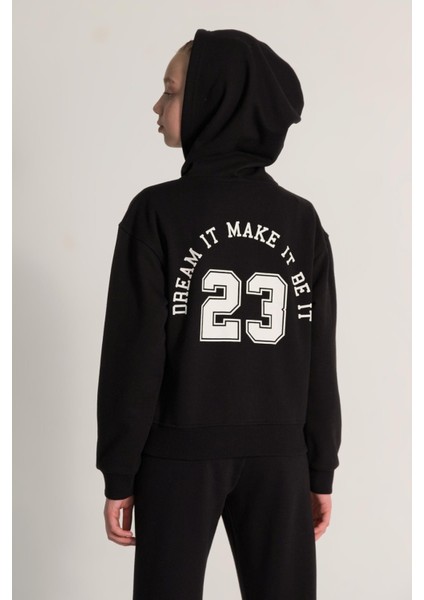 23 Baskılı Fermuarlı Kız Hırka - Siyah fiyatları