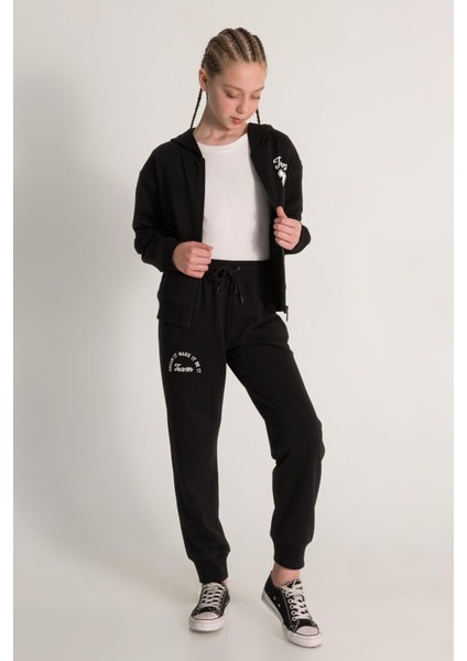 23 Baskılı Fermuarlı Kız Hırka - Siyah modelleri