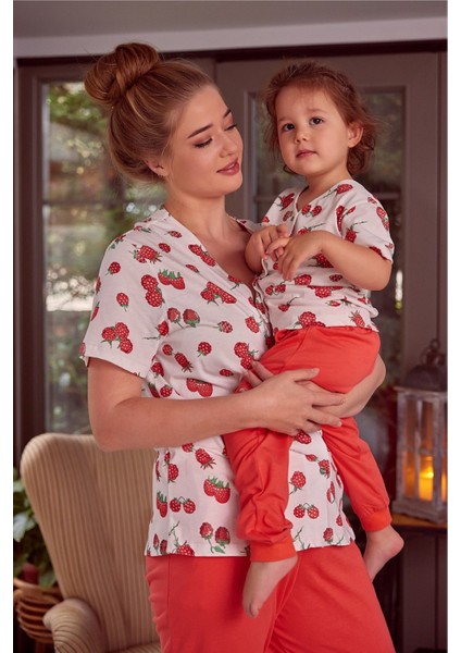 Meyveli Kız Pijama Takımı - Nar Çiçeği