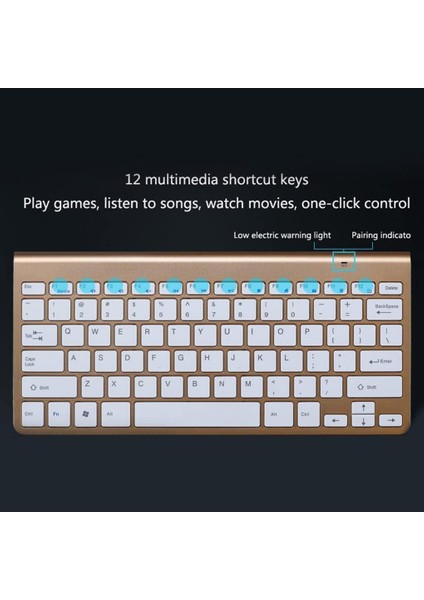 Vorcom S12 10.1" Uyumlu Kablosuz Wireless Pilli Türkçe Q Klavye - Altın
