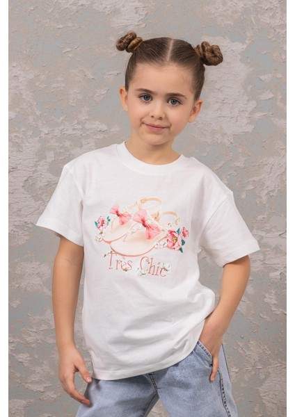 Dmb Kids Dmb Tres Chic Yazılı Tişört - Ekru