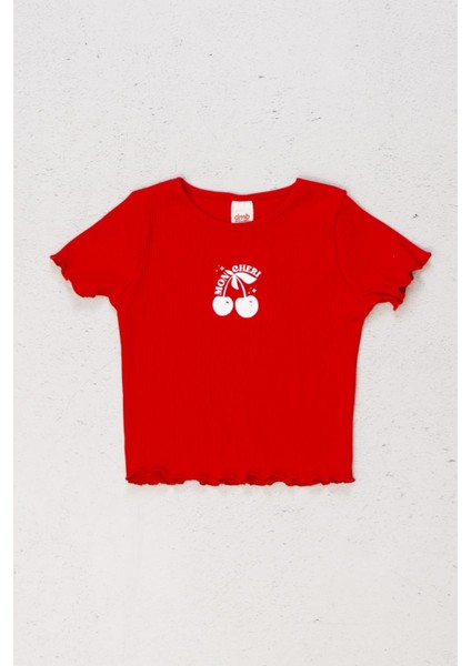 Dmb Kirazlı Kız Tişört - Kırmızı