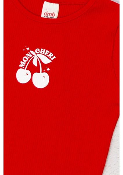 Dmb Kirazlı Kız Tişört - Kırmızı modelleri