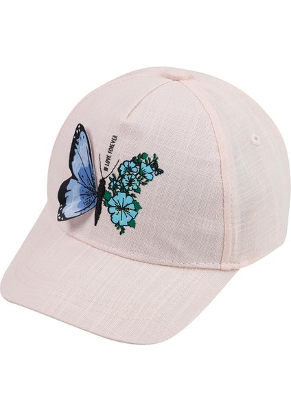 Kelebekli Kız Şapka - Pembe