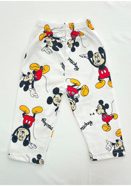 Bebek Pijama Uzun Mickey Desen %100 Pamuk Yenidoğan Çocuk Pijama