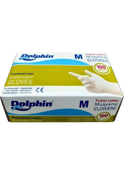Latex Pudralı Muayene Eldiveni ( M ) Beden ( 100'LÜ Paket )