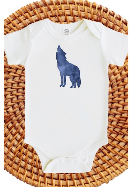 Kurt Tasarımlı Bebek Zıbın Wolf Design Baby Bodysuit