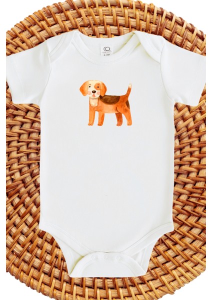 Köpek Tasarımlı Bebek Zıbın Dog Design Baby Bodysuit