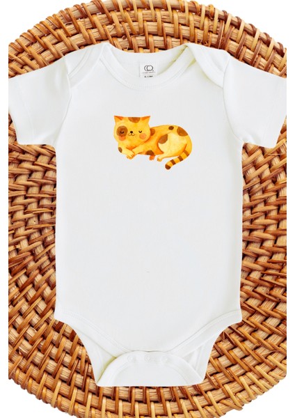 Kedi Tasarımlı Bebek Zıbın Cat Design Baby Bodysuit
