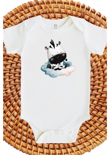 Zebra Tasarımlı Bebek Zıbın Zebra Design Baby Bodysuit