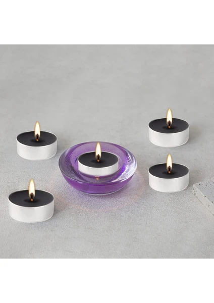 Siyah 50 Li Tealight Mum Tea Light 50 Adet Ahşap 1 Parça