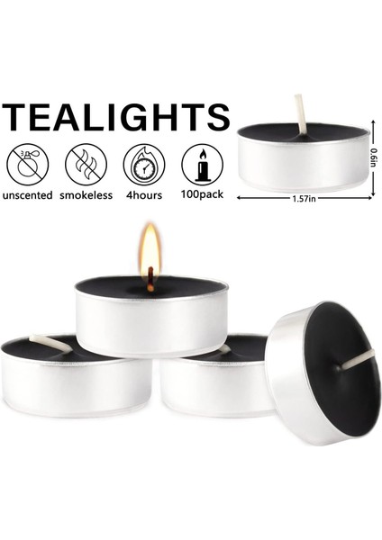 Siyah 50 Li Tealight Mum Tea Light 50 Adet Ahşap 1 Parça