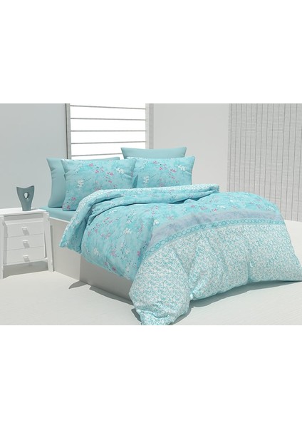 Evimce Linens Mint Demet Çift Kişilik Düz Çarşaflı Nevresim Takımı