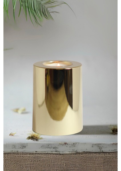 3 3 Lü Gold Krom Parlak Yüzey Mumluk Dekoratif Tealight Set Mum Abs Plastik Altın Plastik Altın