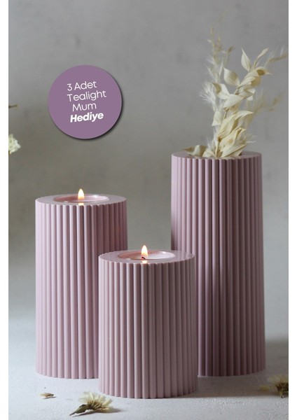 3 3 Lü Lila Mumluk Dekoratif Tealight Set Mum Abs Plastik Plastik Mor