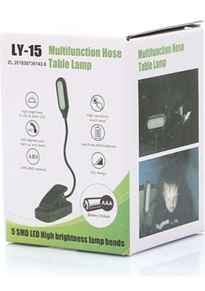 Plastik Çok Fonksiyonlu Ly-15 LED Kitap Kitap Okuma Işığı Çalışma Lambası Kablosuz-Pilli 18 x 15 E modelleri