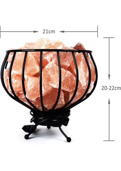 Çok Renkli Ferforje Sepet Himalaya Tuz Lambası | Orijinal Himalaya Kaya Tuzu Lambası 4.5-5 kg Taş 2 fırsatları