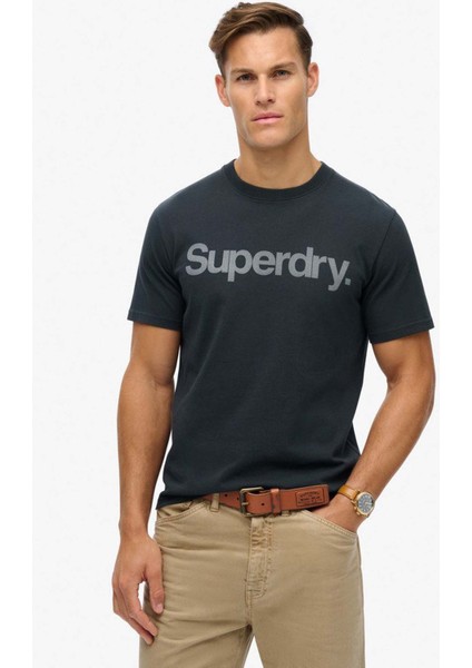 Bisiklet Yaka Baskılı Lacivert Erkek T-Shirt M1011928A98T_CORE Logo Cıty Loose T