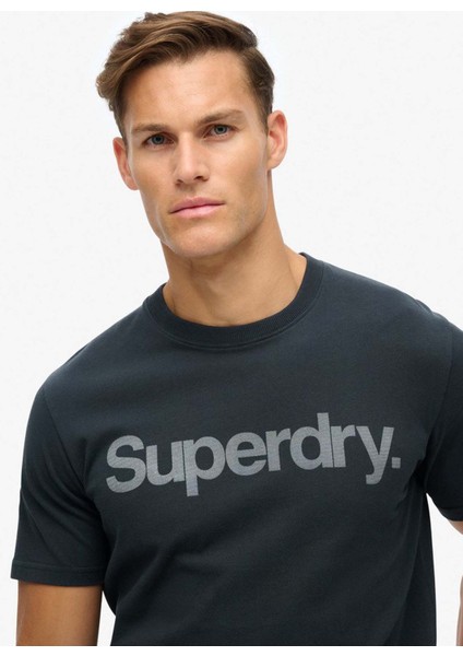 Bisiklet Yaka Baskılı Lacivert Erkek T-Shirt M1011928A98T_CORE Logo Cıty Loose T modelleri