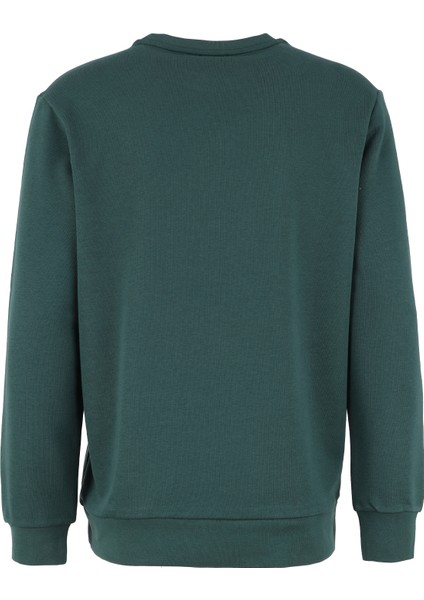 Bisiklet Yaka Baskılı Yeşil Erkek Sweatshırt J4WM-SWT7247