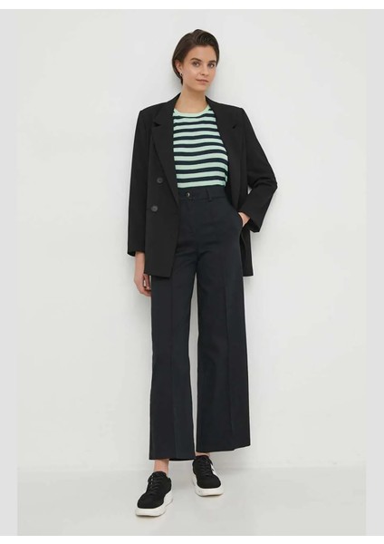 Bisiklet Yaka Çizgili Açık Yeşil Kadın T-Shirt PL505845