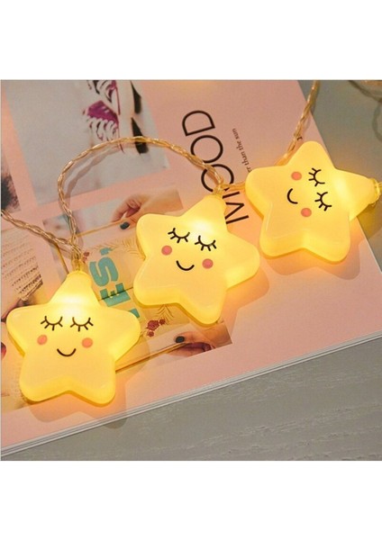 Dekoratif Pilli Gülen Yüz Yıldız Ip Led Işık Zinciri Yılbaşı Süs Aydınlatma modelleri