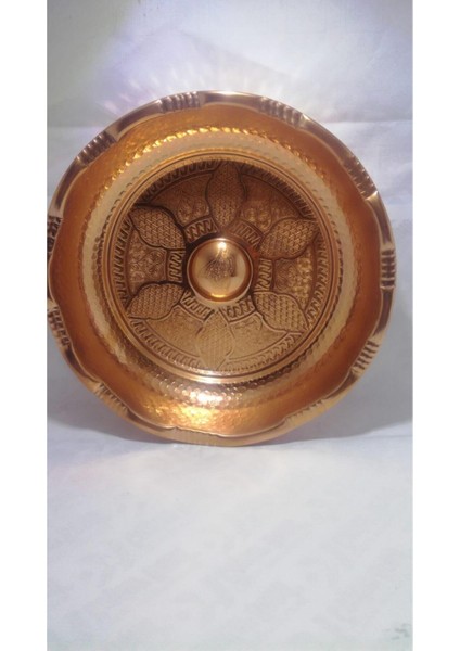 Metalik Elişi Işlemeli Kırmızı Bakır Hamam Tası 20 cm Metal 1