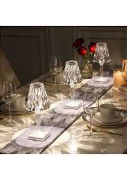 Turuncu Şarjlı Dokunmatik Sihirli Lamba - Kristal Abajur LED Ledli Masa Gece Lambası - 3 Renk Yanar fiyatları