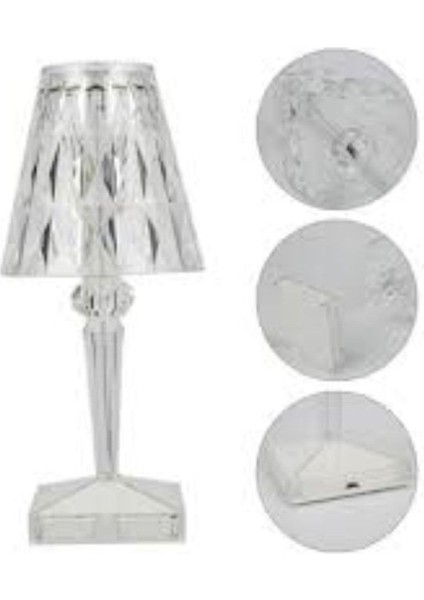 Turuncu Şarjlı Dokunmatik Sihirli Lamba - Kristal Abajur LED Ledli Masa Gece Lambası - 3 Renk Yanar modelleri