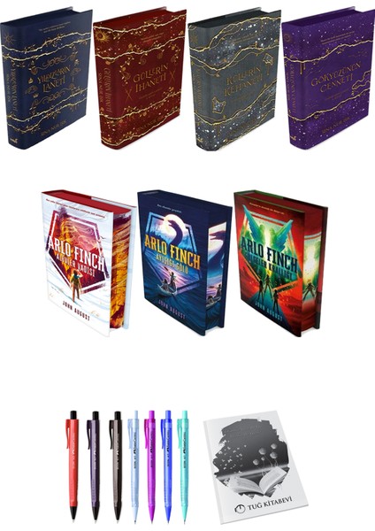 Yıldızların Laneti - Güllerin İhaneti - Küllerin Kehaneti - Gökyüzünün Cenneti - Arlo Finch 3'Lü Set + Kalem + Not Defteri