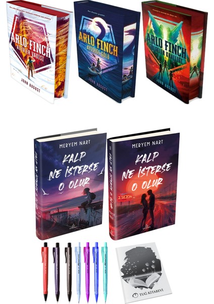 Arlo Finch : Ayışığı Gölü - Gölgeler Krallığı - Ateş Vadisi'nde - Kalp Ne Isterse O Olur 2'li + Kalem + Not Defteri