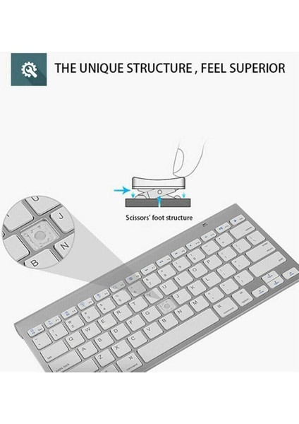 Vorcom S12 10.1" Uyumlu Kablosuz Wireless Pilli Türkçe Q Klavye - Gümüş