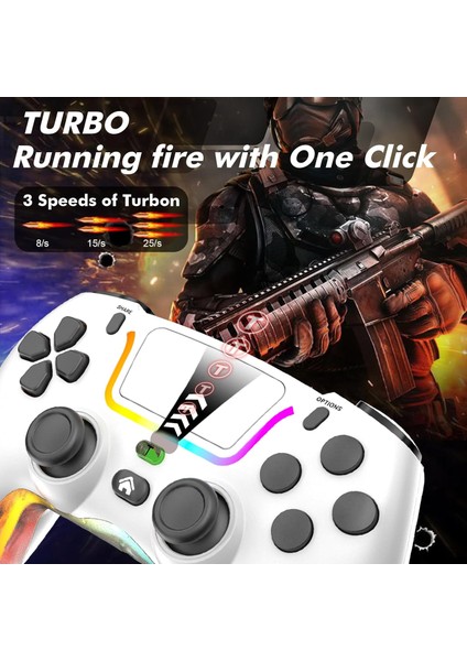 P07 Kablosuz Oyun Ps4 Ios/android/pc Rgb Bluetooth Konsolu Gamepad