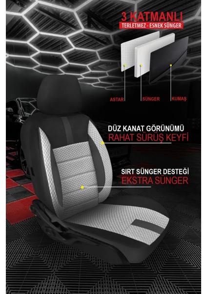 Mazda Lantis (CBA8P) 2.0i V6 24V (170 Hp) 1996 Uyumlu Oniks Plus A.gri Üniversal Oto Koltuk Kılıfı - 5 Koltuk Tam Set
