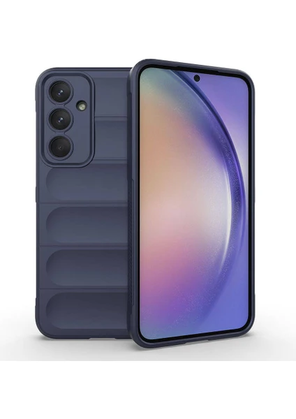 Case 4u Galaxy A35 Kılıf Esnek Tpu Oyuklu Arka Yüzey Tasarımlı Etnik Silikon Kapak Lacivert