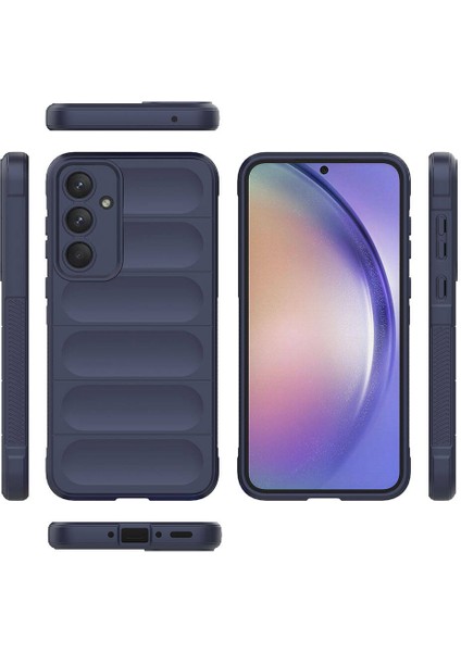 Galaxy A35 Kılıf Esnek Tpu Oyuklu Arka Yüzey Tasarımlı Etnik Silikon Kapak Lacivert