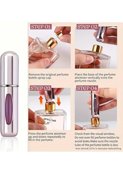 Mini Seyahat Parfüm Dolumlu Atomizer, Taşınabilir Parfüm Sprey Şişesi 5 Ml (2 ADET)