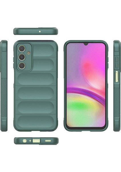 Galaxy A25 Kılıf Esnek Tpu Oyuklu Arka Yüzey Tasarımlı Etnik Silikon Kapak Koyu Yeşil