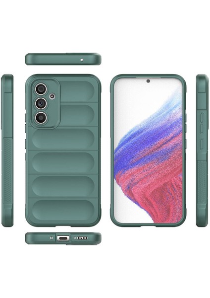 Case 4u Galaxy A54 Kılıf Esnek Tpu Oyuklu Arka Yüzey Tasarımlı Etnik Silikon Kapak Koyu Yeşil